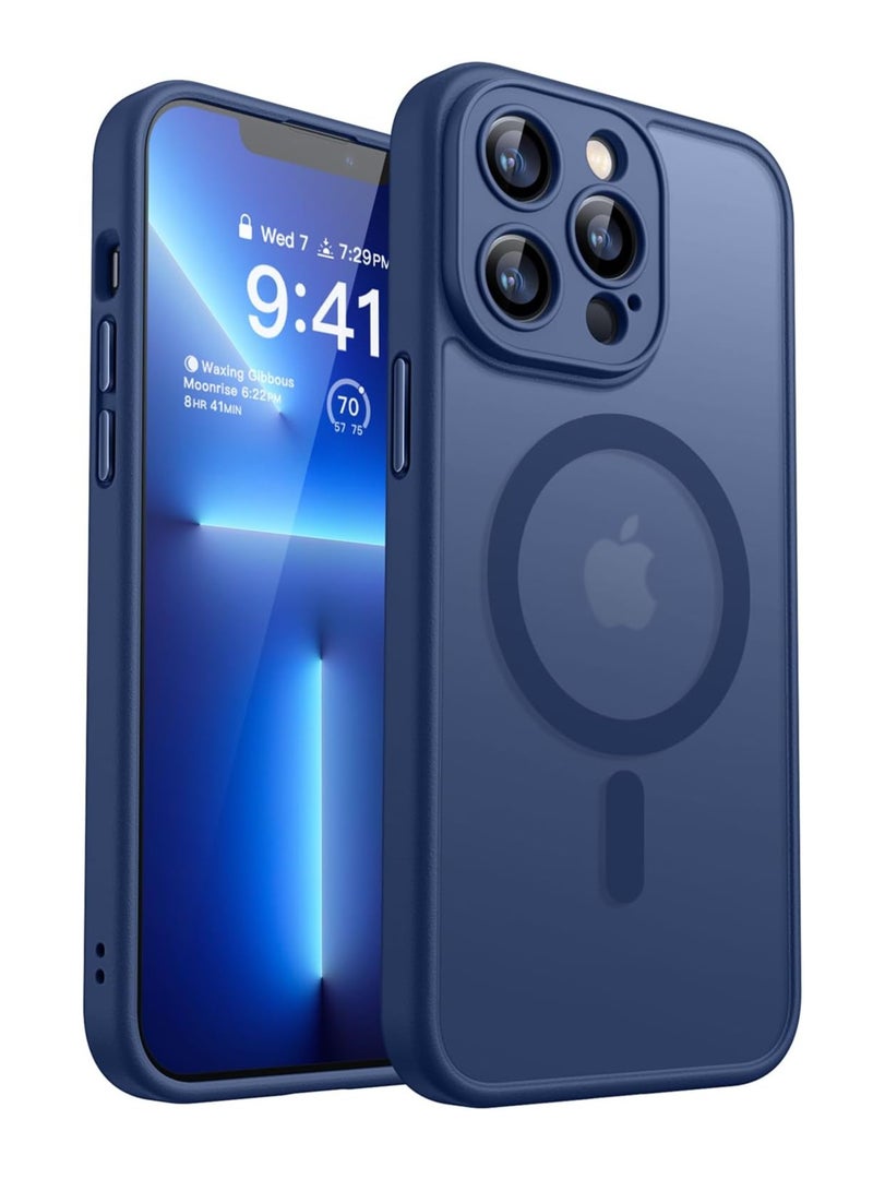 ESCASE Magnetic Cover for iPhone 13 Pro (6.1 Inches) MagSafe Compatible [Full Camera Protection], Translucent Matte Slim Protective Shockproof Case, Blue - Image 1