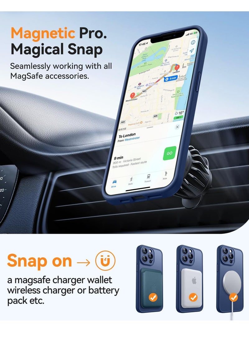 ESCASE Magnetic Cover for iPhone 13 Pro (6.1 Inches) MagSafe Compatible [Full Camera Protection], Translucent Matte Slim Protective Shockproof Case, Blue - Image 4