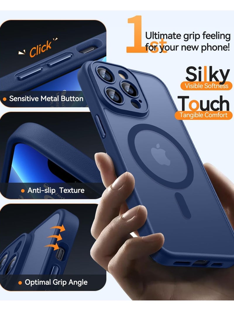 ESCASE Magnetic Cover for iPhone 13 Pro (6.1 Inches) MagSafe Compatible [Full Camera Protection], Translucent Matte Slim Protective Shockproof Case, Blue - Image 5