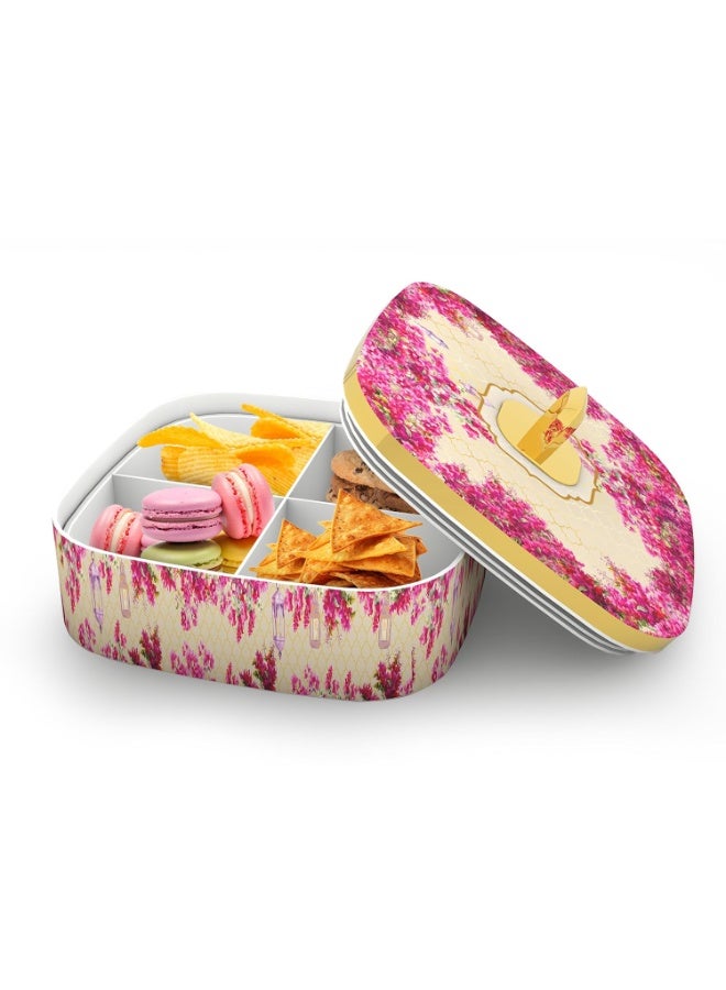 Trueware Cannes Luxury storage container, Serving and Gift Set | BPA Free | Food Garde | Dry Fruit Serving | Diwali Gift | 350 ML Each Compartment Total 1400 ML - Image 1