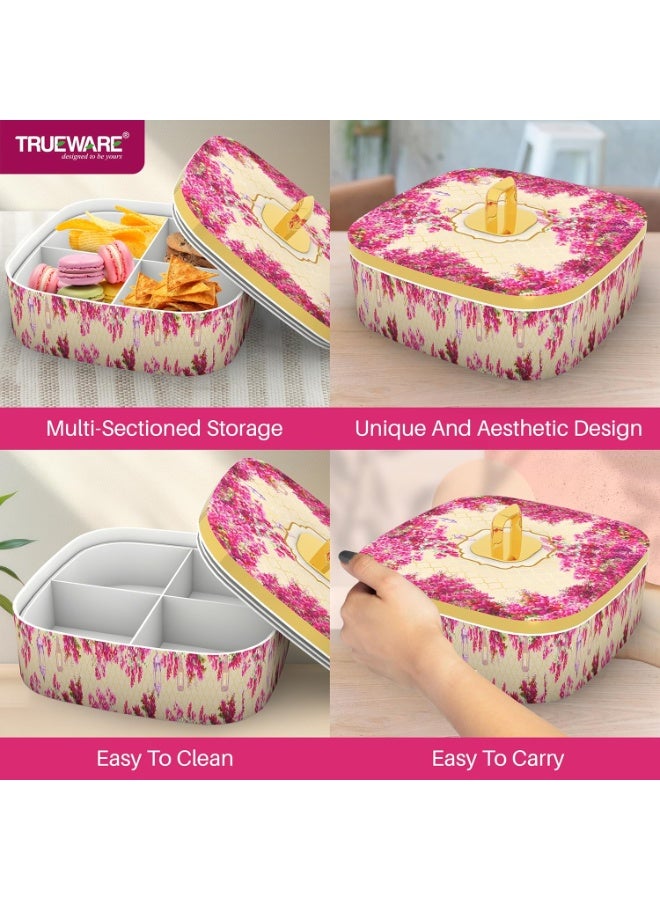 Trueware Cannes Luxury storage container, Serving and Gift Set | BPA Free | Food Garde | Dry Fruit Serving | Diwali Gift | 350 ML Each Compartment Total 1400 ML - Image 2