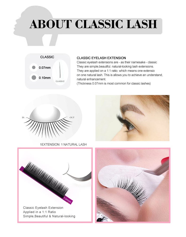 Round hair single root grafted eyelashes, naturally dense, slender, and densely arranged eyelashes * 2 boxes+grafting glue 5ML+cleaning cotton swab * 100 pieces - Image 2