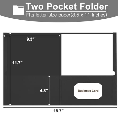 LAYZZ Folders with Pockets, LAYZZ 60 Pack Paper Pocket Folders, 2 Pocket File folders Fits Letter Size Paper, for School Office and Home (Black) - Image 2
