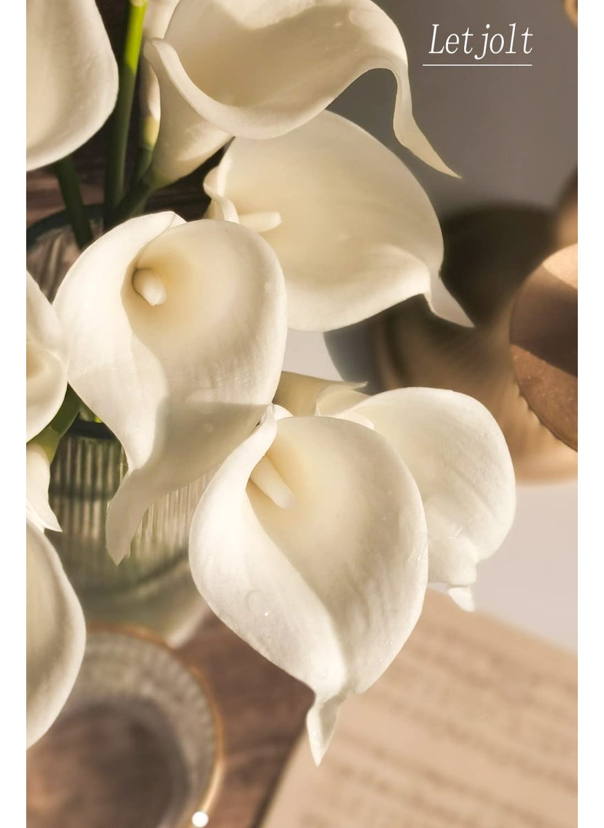 Letjolt Letjolt White Calla Lily 12Pcs Artificial Flowers Bouquet for Wedding Bride Shower Blessing Gift Home Decoration Faux Calla Lilies Flower  White  - Image 4