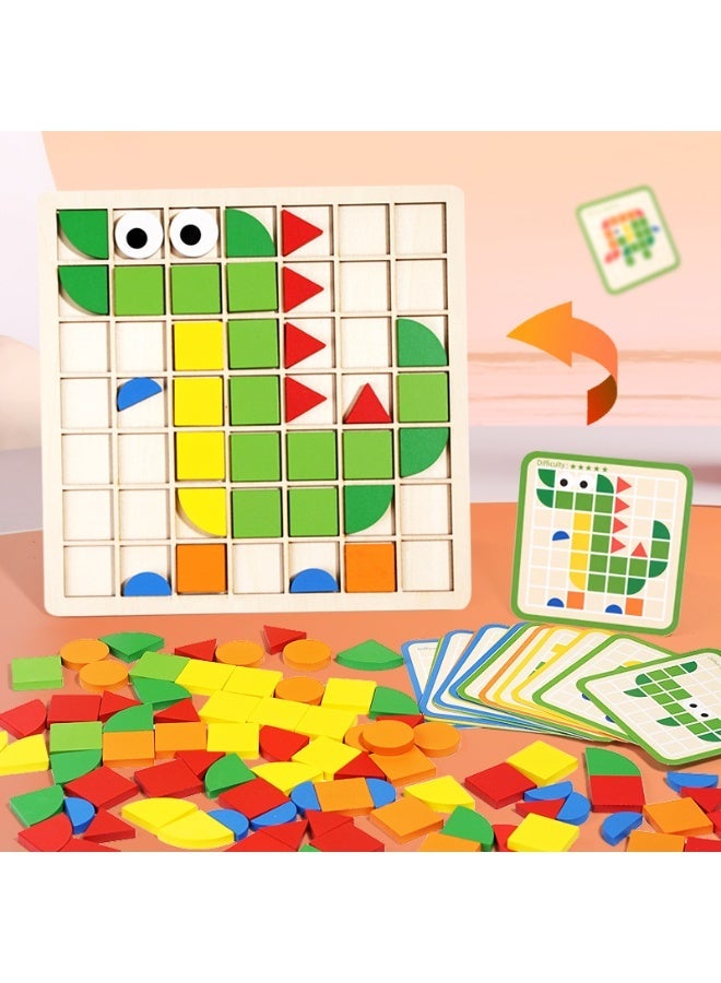 Kids Building Block Puzzle Matching Puzzle According to Pattern Cards Early Educational Learning Toy for Toddlers - Image 1