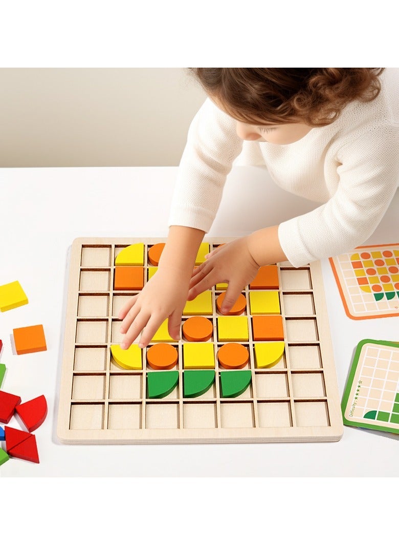 Kids Building Block Puzzle Matching Puzzle According to Pattern Cards Early Educational Learning Toy for Toddlers - Image 2