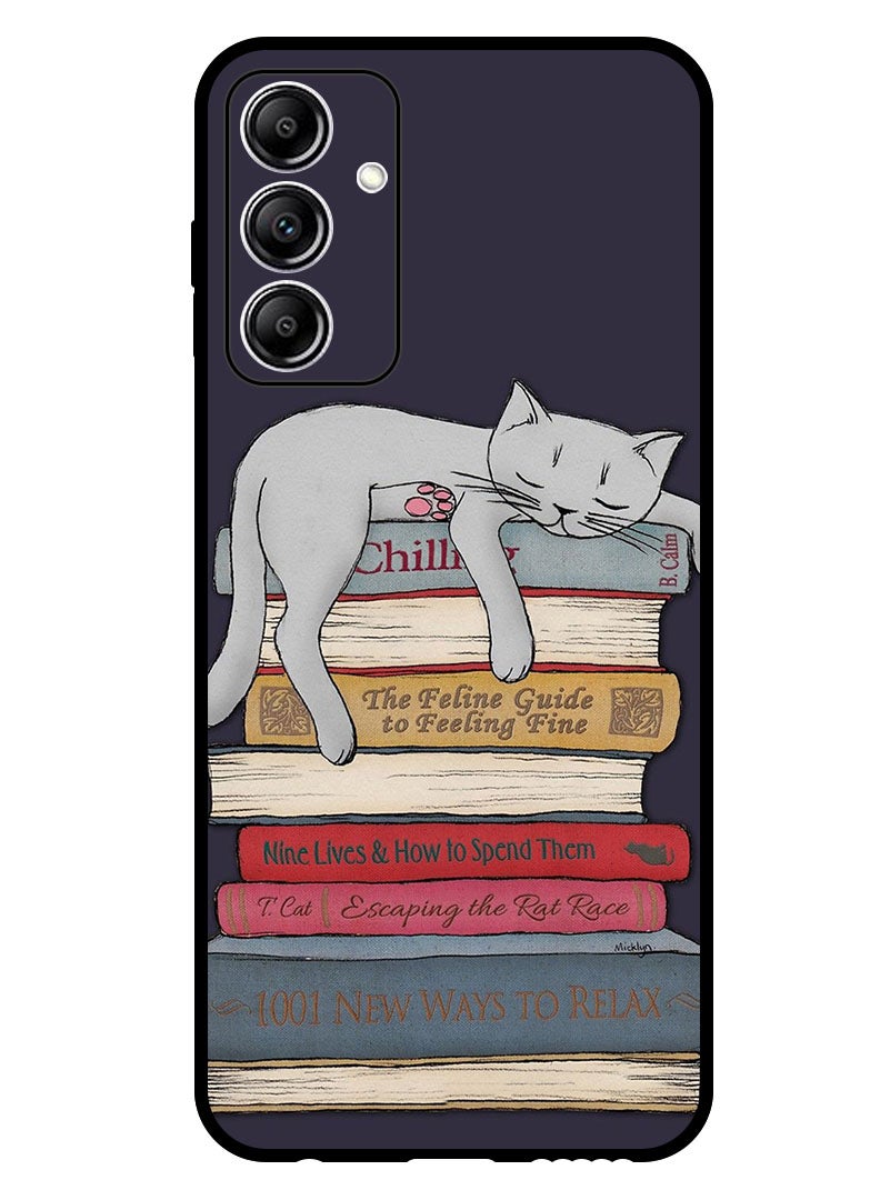 Theodor Protective Case Anti Scratch Shock Proof Bumper Cover For Samsung Galaxy A15 Cat With Books - Image 1