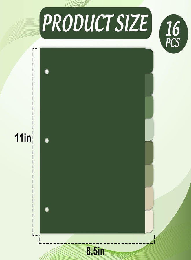 وولاين مجموعة من 16 قطعة/ مجموعتين من فواصل المجلدات ذات الثلاث حلقات باللون الأخضر الزيتوني من والين، فواصل فهرسة ملونة، فواصل بلاستيكية لحماية صفحات المجلدات، مناسبة للدفاتر المنزلية والمكتبية والفصول الدراسية - Image 2