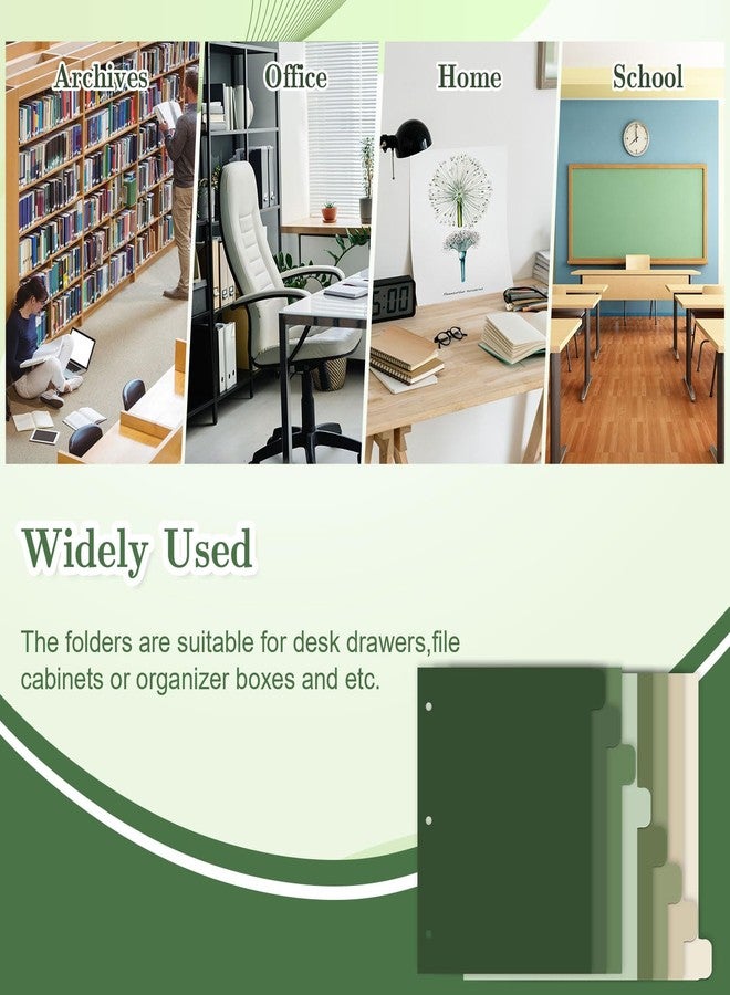 وولاين مجموعة من 16 قطعة/ مجموعتين من فواصل المجلدات ذات الثلاث حلقات باللون الأخضر الزيتوني من والين، فواصل فهرسة ملونة، فواصل بلاستيكية لحماية صفحات المجلدات، مناسبة للدفاتر المنزلية والمكتبية والفصول الدراسية - Image 4
