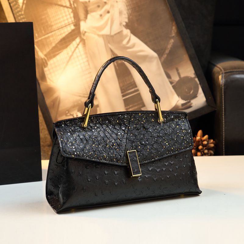 Guangzhou Bag Women'S High-Grade Texture Handbag Kelly Ostrich Women'S One-Shoulder Crossbody Small Bag Women'S Bag - Image 3