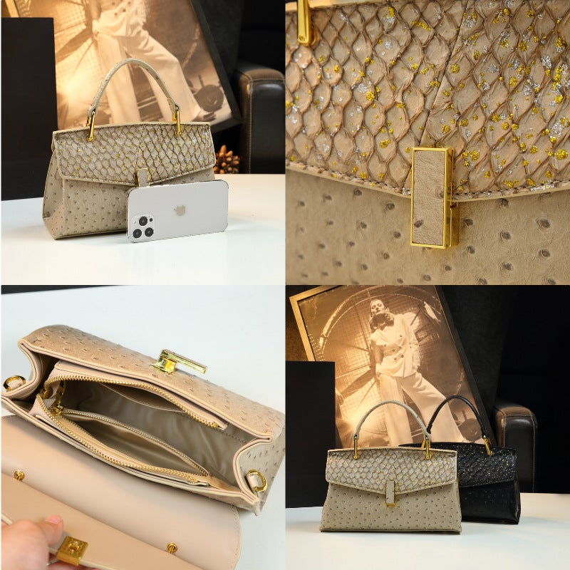 Guangzhou Bag Women'S High-Grade Texture Handbag Kelly Ostrich Women'S One-Shoulder Crossbody Small Bag Women'S Bag - Image 5
