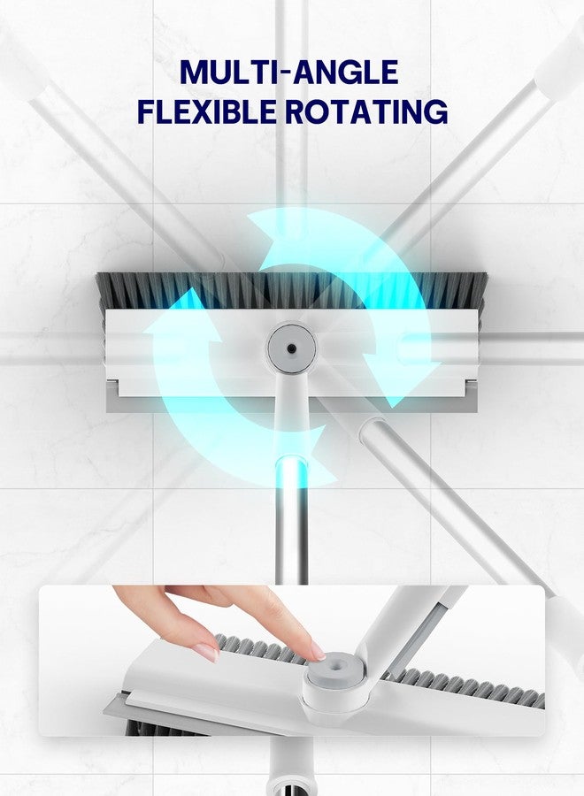 HelpX Floor Scrub Brush with Long Handle, 3 in 1 Scrape and Heavy-Duty Stiff Bristle Floor Scrubber Brush with Squeegee and Tweezer for Cleaning Tile Wall Deck Bathroom Patio Garage Kitchen (White) - Image 2