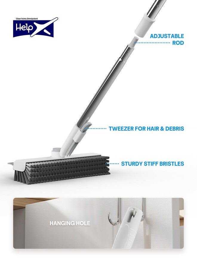 HelpX Floor Scrub Brush with Long Handle, 3 in 1 Scrape and Heavy-Duty Stiff Bristle Floor Scrubber Brush with Squeegee and Tweezer for Cleaning Tile Wall Deck Bathroom Patio Garage Kitchen (White) - Image 5