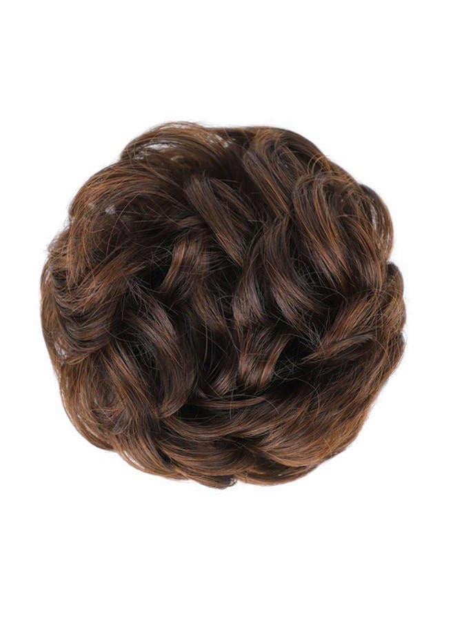 MORICA 1PCS Messy Hair Bun Hair Scrunchies Extension Curly Wavy Messy Bun Hair Synthetic Chignon Hairpieces for Women (4/30#(Dark Brown & Light Auburn Mixed)) - Image 2
