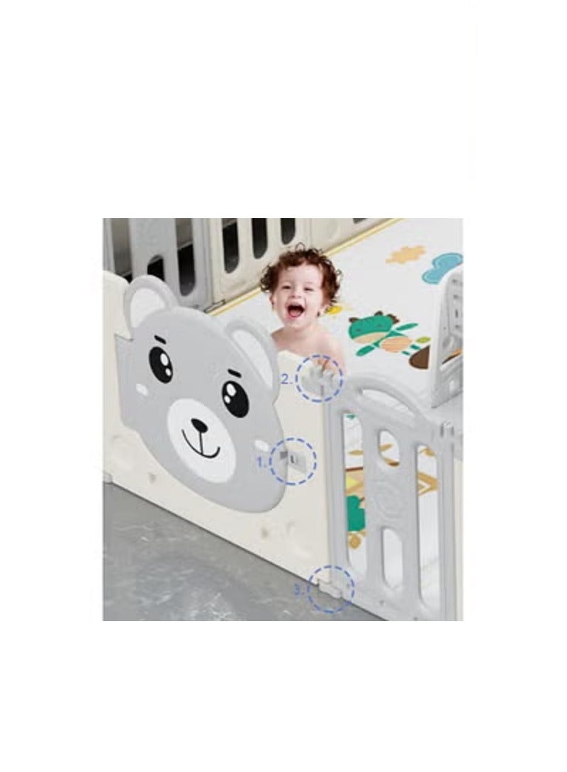 فول جوي ساحات لعب محمولة، حظيرة لعب للأطفال، سياج كرات، أسوار قابلة للطي للزحف مع حلقة كرة سلة ,148*115*62 سم - Image 5