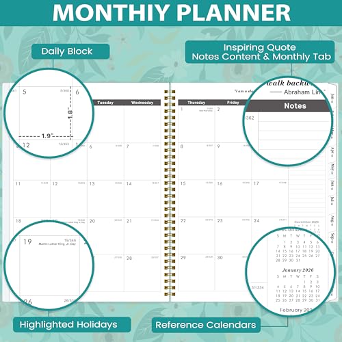 Feteulo 2026-2028 Monthly Planner/Calendar - JAN. 2026 - DEC. 2028, 9" × 11", 3 Year Monthly Planner 2026-2028, Large 36-Month Calendar with Tab, Back Pocket, Twin-Wire Binding, Premium Paper, Note Page - Image 3