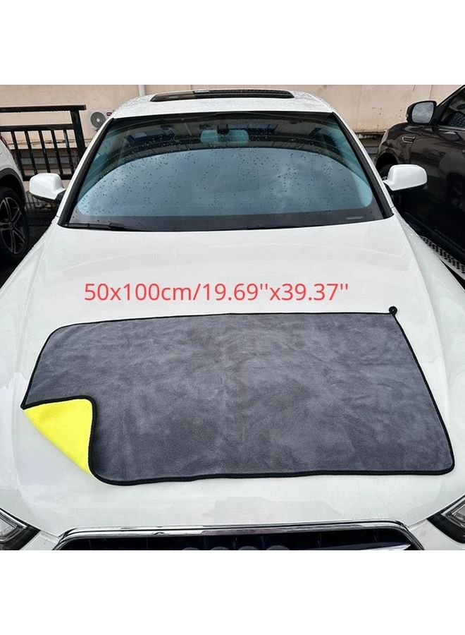 Gray Yellow 50x100cm Super Absorbent Extra Large Microfiber Car Drying Cloth - Image 5