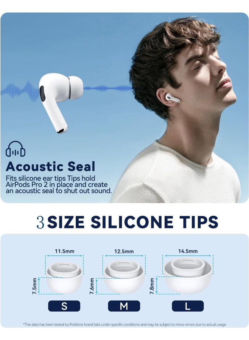 Replacement Silicone Ear Tips Compatible with Apple AirPods Pro 2 AirPods Pro Earbuds Anti-Slip Pain Relieving Ear Tips Fit Charging Case (White) (Medium, 2 Pack, 1 Pair) - Image 5