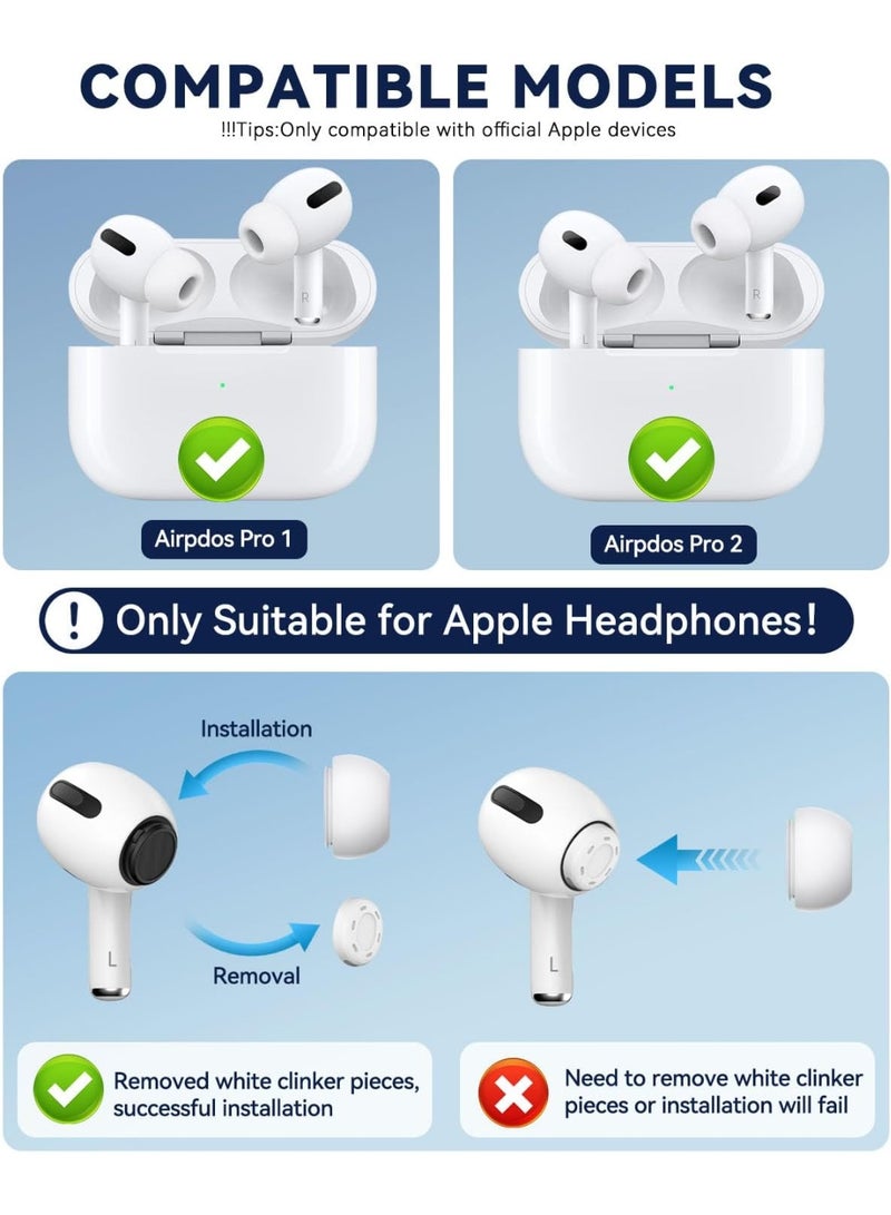 Replacement Silicone Ear Tips Compatible with Apple AirPods Pro 2 AirPods Pro Earbuds Anti-Slip Pain Relieving Ear Tips Fit Charging Case (White) (Medium, 2 Pack, 1 Pair) - Image 3