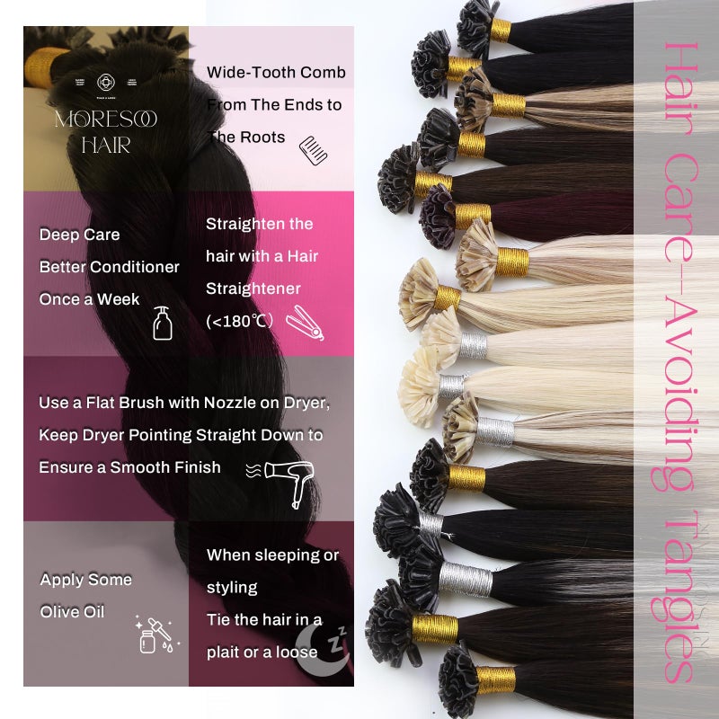 Moresoo K Tip Hair Extensions Real Human Hair Black U Tip Hair Extensions Human Hair Natural Black K Tip Extensions 50G/50S 20 Inch - Image 4