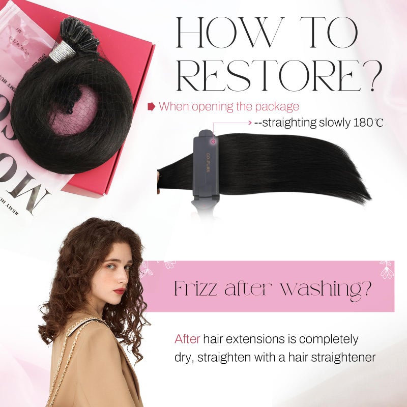 Moresoo K Tip Hair Extensions Real Human Hair Black U Tip Hair Extensions Human Hair Natural Black K Tip Extensions 50G/50S 20 Inch - Image 5