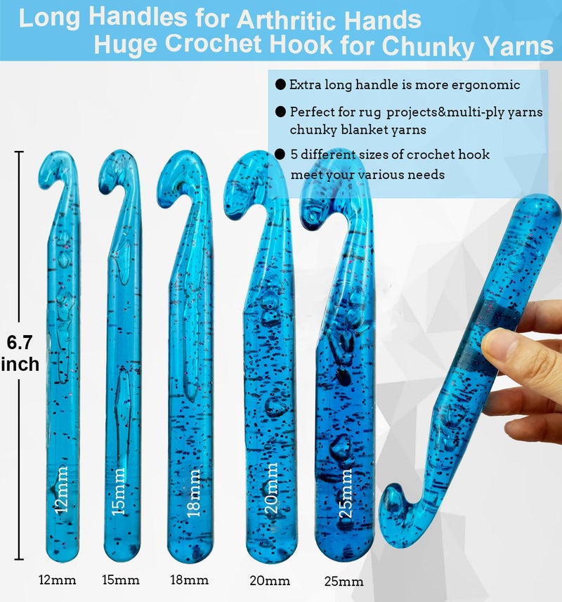 Weabetfu 25mm Large Crochet Hook,Huge Crochet Hooks for Chunky Yarn,Ergonomic Knitting Giant Crochet Hooks,Big Crochet Needles for Knitting Yarn Carpet Scarf Wool Roving - Image 3