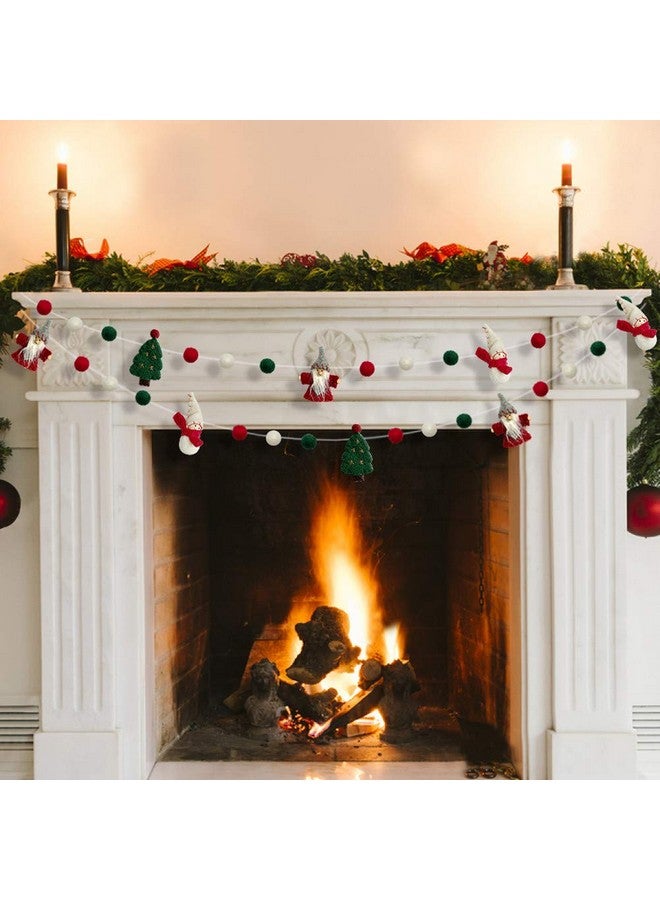 pinkblume pinkblume Wool Felt Christmas Garland Wool Felt Snowman Xmas Tree Santa Claus Banner Pom Pom Garland Bunting Christmas Decortations Clearance for Home Fireplace Windows Indoor Outdoor Christmas Decor - Image 3