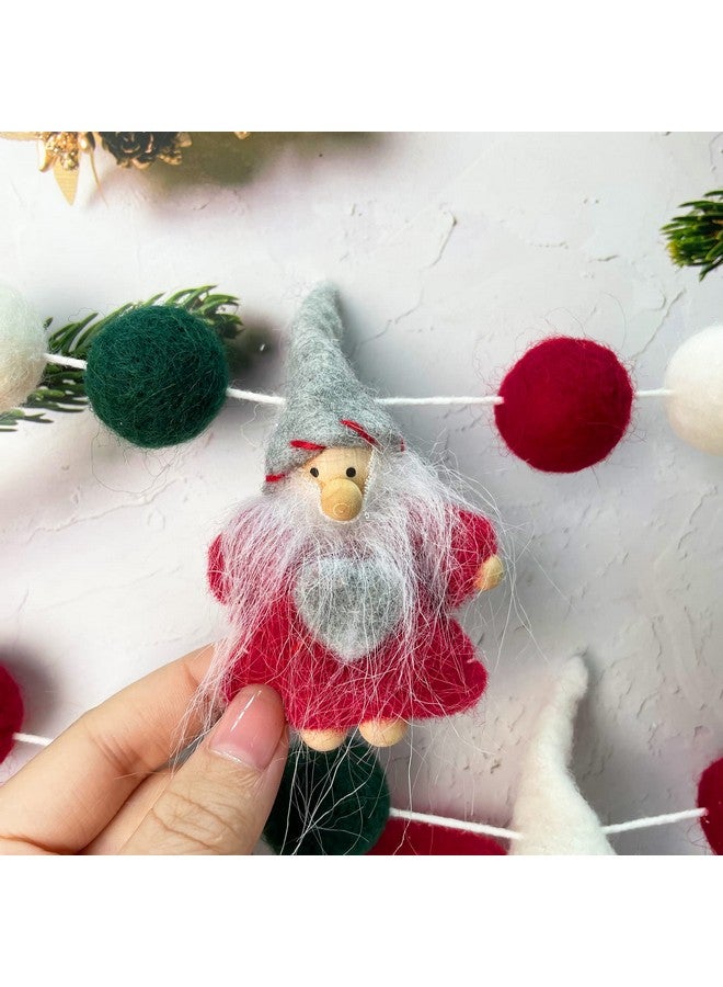 pinkblume pinkblume Wool Felt Christmas Garland Wool Felt Snowman Xmas Tree Santa Claus Banner Pom Pom Garland Bunting Christmas Decortations Clearance for Home Fireplace Windows Indoor Outdoor Christmas Decor - Image 5