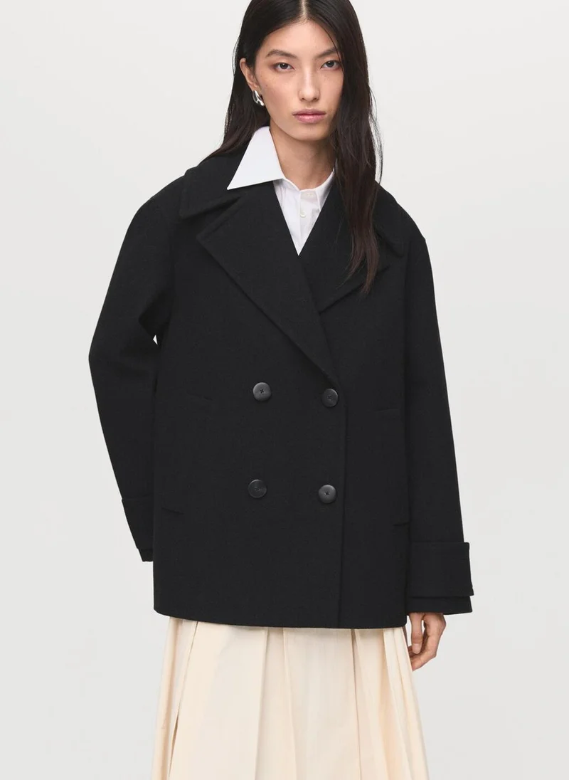 MANGO Double-breasted wool-blend coat
