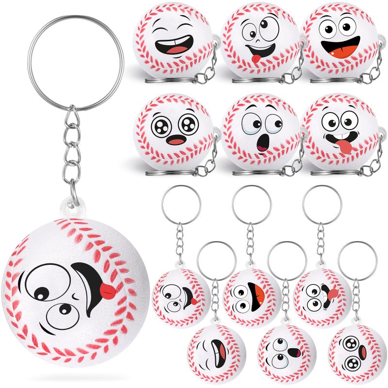 Arrowbash 12 Pcs Mini Funny Stress Balls Keychain Sport Face Keychain Stress Relief Squeeze Sport Balls team Gifts for Women Men Sport Team Players Party Favor Birthday GiftBaseball - Image 3