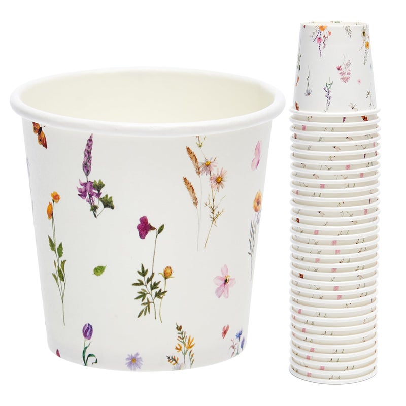 Crisky 100 Pack Paper Bathroom Cups 3oz Disposable, Elegant Design Floral Small Mouthwash Cups, Hot/Cold Beverage Coffee, Dessert for Birthday Parties, Home-use, Picnics, Ceremonies Any Events - Image 1