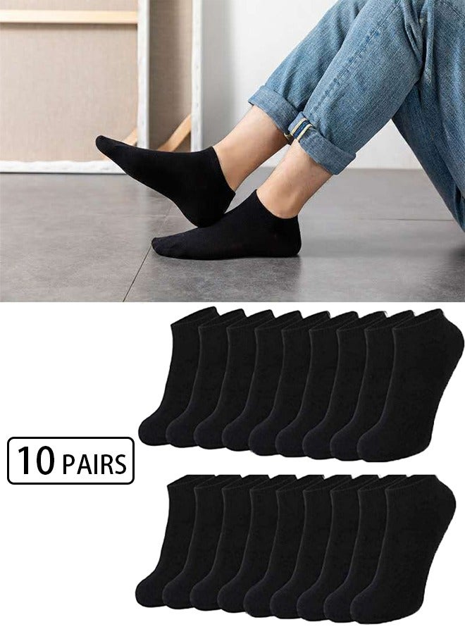 DUNISO 10 Pairs Socks Ankle Casual Thin Socks Low Cut Cotton Athletic Short Socks  (Black) - Image 1