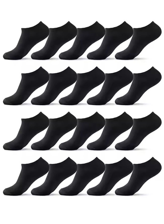 DUNISO 10 Pairs Socks Ankle Casual Thin Socks Low Cut Cotton Athletic Short Socks  (Black) - Image 2