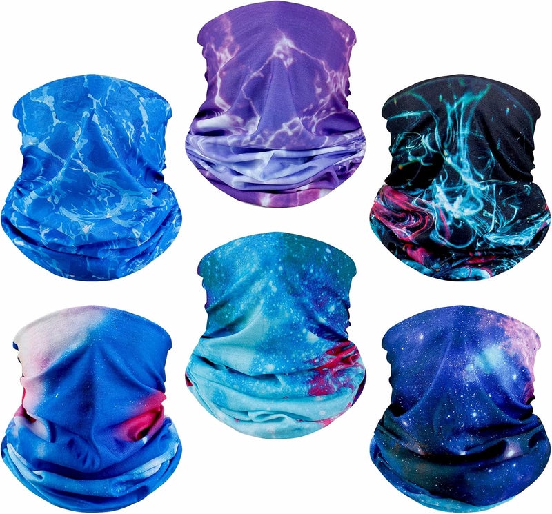 AZORINA 6 Pack Neck Gaiter Elastic Balaclavas Face Mask Versatile Bandana for Men Women - Image 1