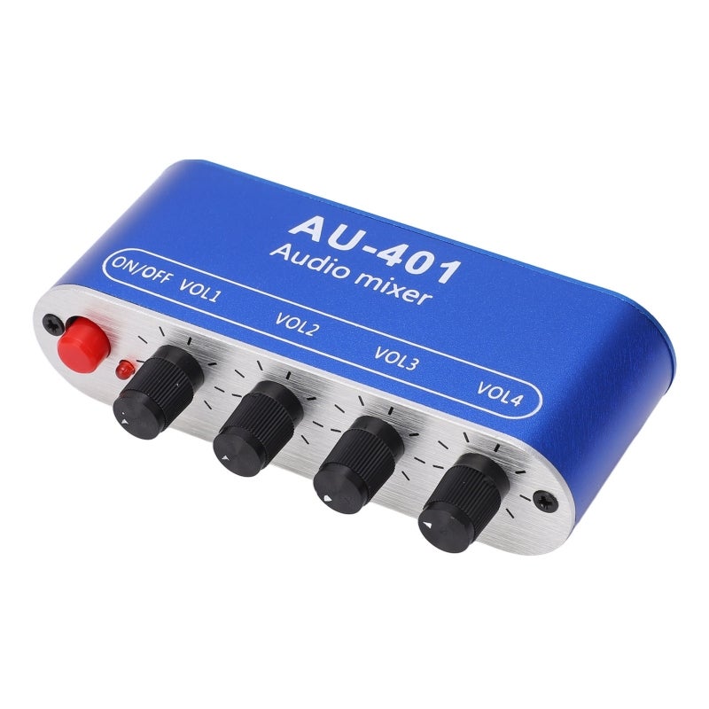 Stereo Audio Mixer 4 In 1 Out 70mA Drive Current - 3.5mm Jack Independent Channel Control - Aluminum Shell for Audio Equipment - Image 2