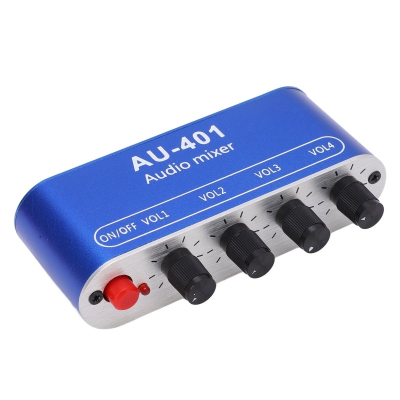 Stereo Audio Mixer 4 In 1 Out 70mA Drive Current - 3.5mm Jack Independent Channel Control - Aluminum Shell for Audio Equipment - Image 1