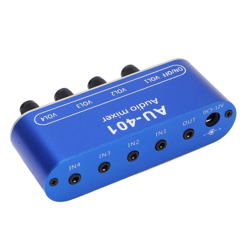 Stereo Audio Mixer 4 In 1 Out 70mA Drive Current - 3.5mm Jack Independent Channel Control - Aluminum Shell for Audio Equipment - Image 5