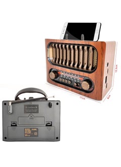 Generic Portable Vintage Decor Radio Retro Bluetooth Speaker FM/AM/SW Old Fashion Classic Style Adjustable Antenna Rechargeable Battery Powered for Outdoor Picnic Beach Camping Supports TF Card USB  - Image 4