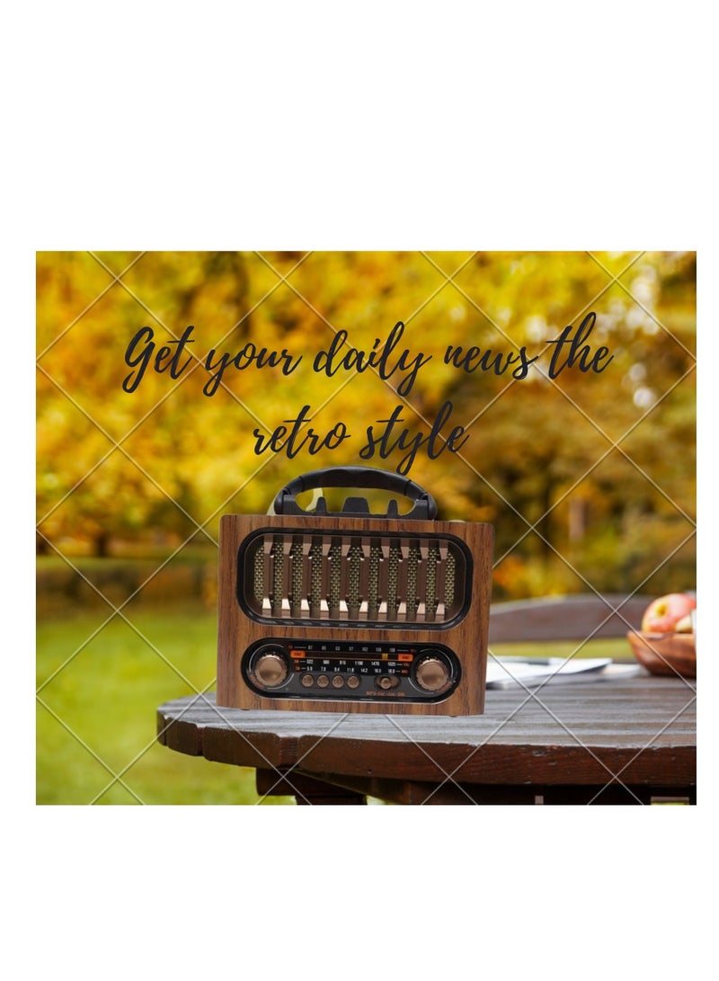 Portable Vintage Decor Radio Retro Bluetooth Speaker FM/AM/SW Old Fashion Classic Style Adjustable Antenna Rechargeable Battery Powered for Outdoor Picnic Beach Camping Supports TF Card USB  - Image 5