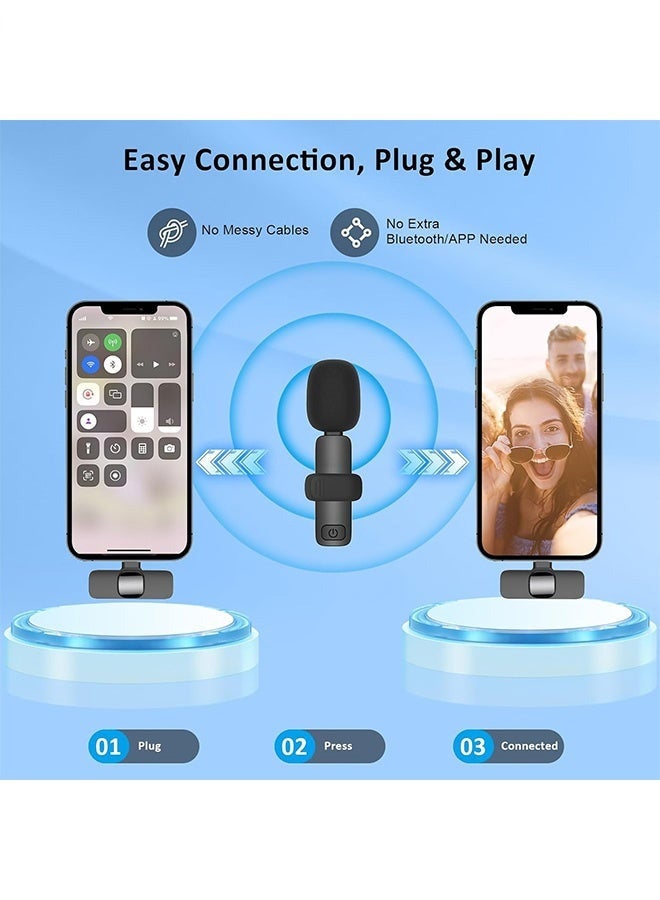 Bukela Professional Wireless Lavalier Lapel Microphone for iPhone, iPad - Cordless Omnidirectional Condenser Recording Mic for Interview Video Podcast Vlog YouTube, Bluetooth, Black(Type C interface receiver) - Image 2