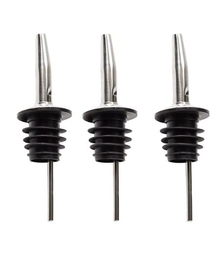 GLEDAM Gledam Stainless Steel Bottle Pourers Wine and Spirits LiquorDispenser Pouring Wine Syrup Oil Bartender Pourer Tapered Spout and Fits Alcohol Bottles 3 Pcs  - Image 1