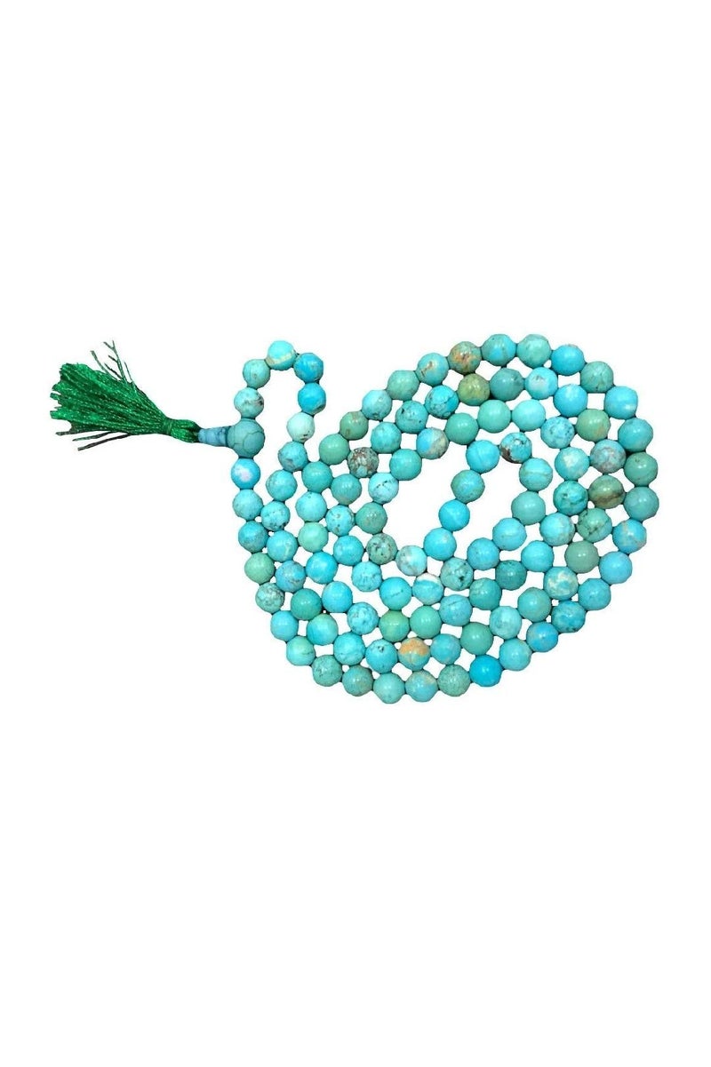 DEVAMA THE DIVINE® Kendra Original & Natural Turquoise/Firoza Hand Knotted Stone Rosary/Mala 108 +1 Beads (6 MM) for Unisex - Image 4