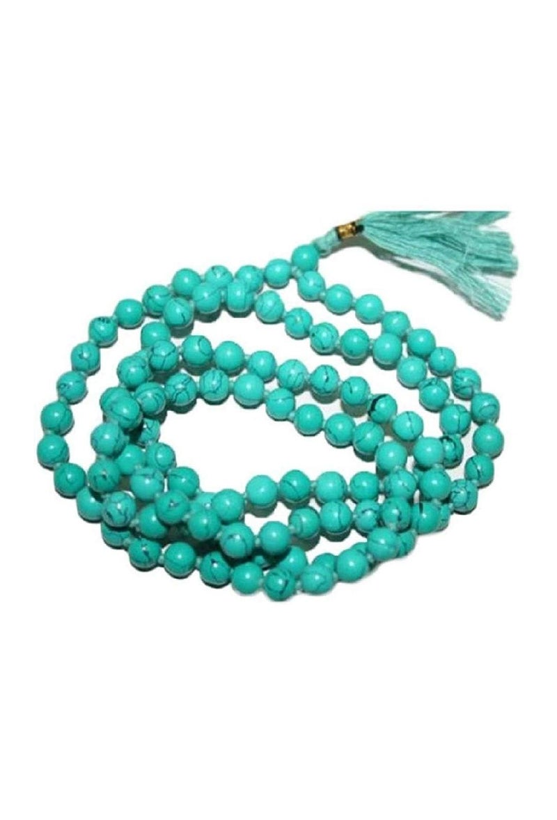 DEVAMA THE DIVINE® Kendra Original & Natural Turquoise/Firoza Hand Knotted Stone Rosary/Mala 108 +1 Beads (6 MM) for Unisex - Image 2