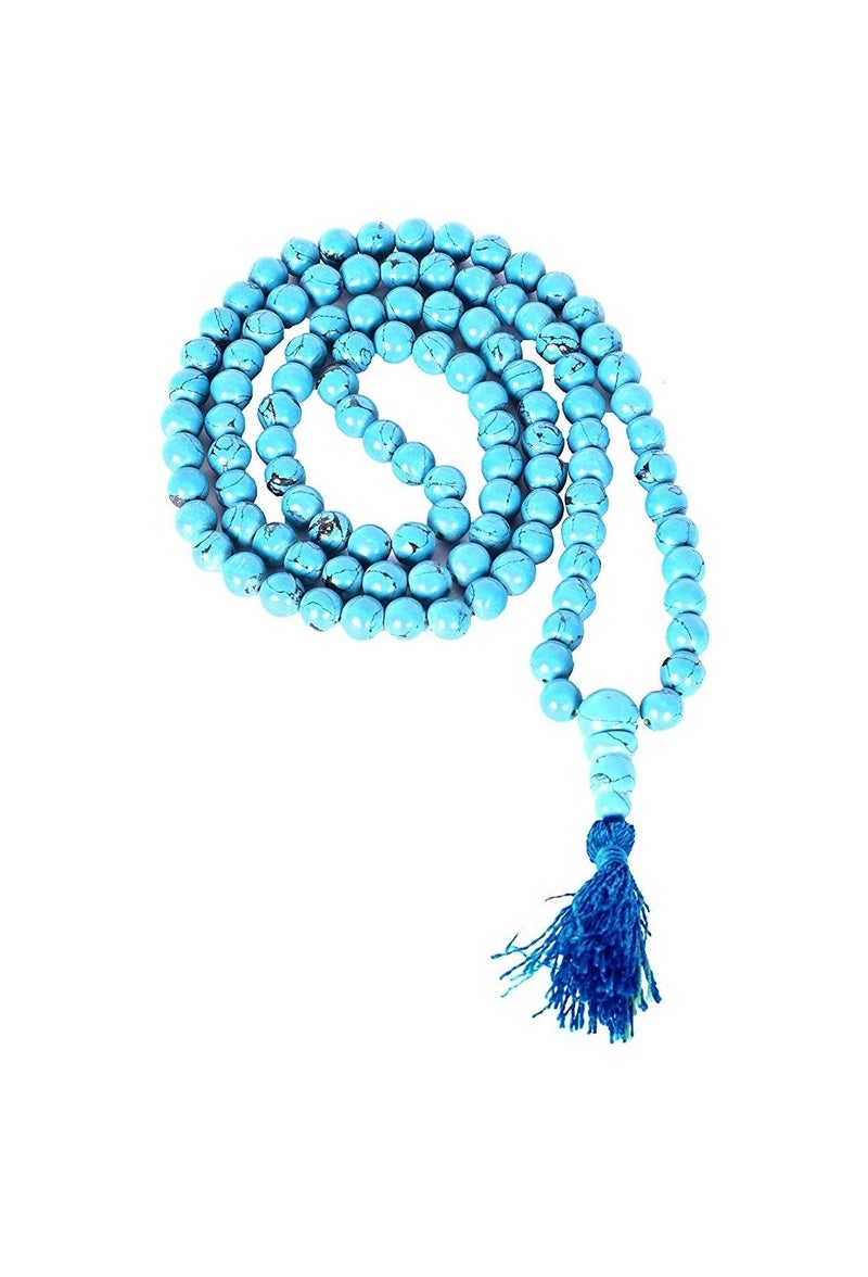 DEVAMA THE DIVINE® Kendra Original & Natural Turquoise/Firoza Hand Knotted Stone Rosary/Mala 108 +1 Beads (6 MM) for Unisex - Image 1