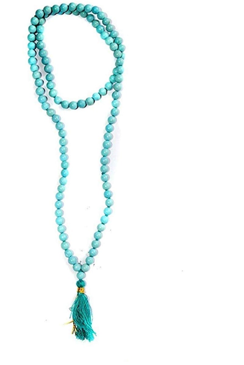 DEVAMA THE DIVINE® Kendra Original & Natural Turquoise/Firoza Hand Knotted Stone Rosary/Mala 108 +1 Beads (6 MM) for Unisex - Image 3