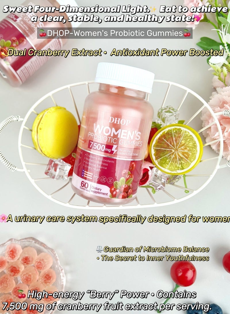 DHOP Women’s Probiotic Gummies,Cranberry & Vitamin C | pH & Yeast Balance, Feminine Flora, Digestive & Immune Support,60 Gummies - Image 3
