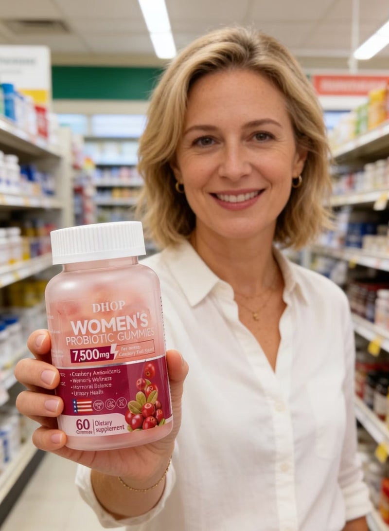 DHOP Women’s Probiotic Gummies,Cranberry & Vitamin C | pH & Yeast Balance, Feminine Flora, Digestive & Immune Support,60 Gummies - Image 5