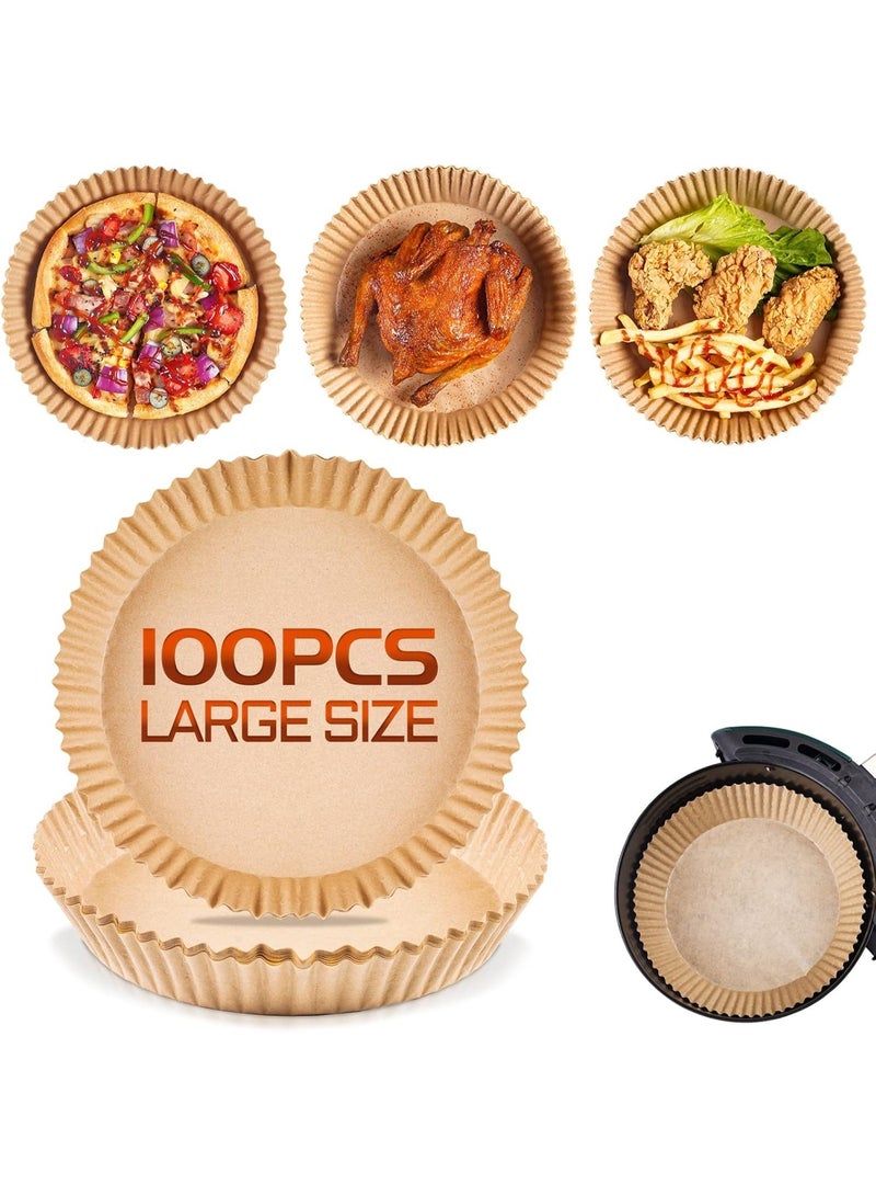 بطانات ورق الزبدة للقلاية الهوائية - 100 قطعة من بطانات ورق الطعام غير اللاصقة والمقاومة للزيت للاستخدام مرة واحدة لطهي صحي - 20 سم - Image 1