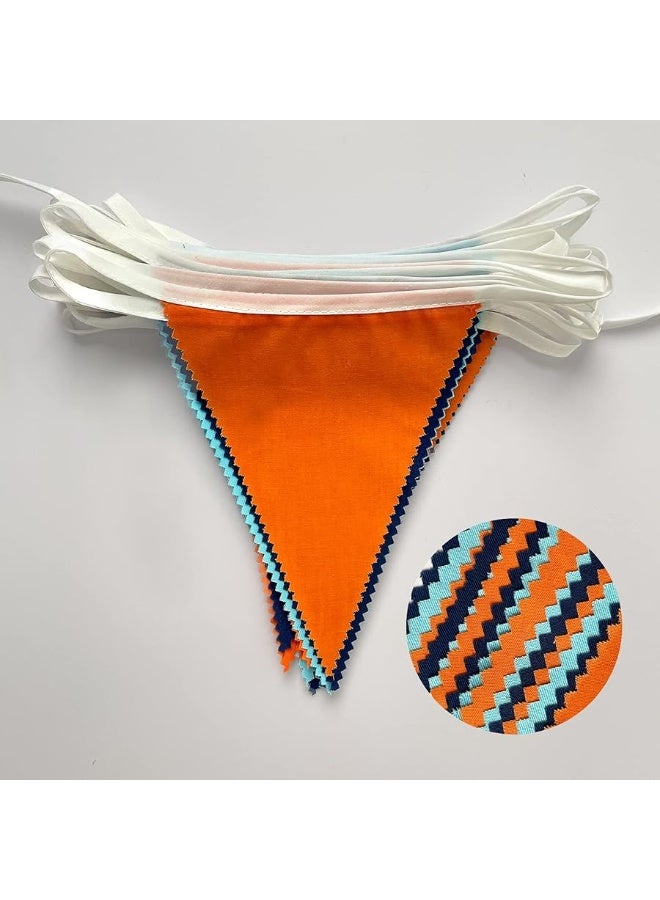 pinkblume 10M/32Ft Navy Blue Orange Pennant Banner Fabric Triangle Flag Cotton Bunting Garland for Outer Space Galaxy Birthday Anniversary Party Home Nursery Outdoor Garden Hanging Festivals Decoration (36Pcs) - Image 4