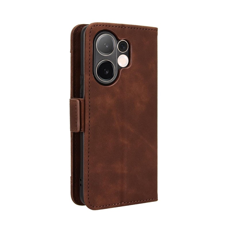 إيروريكس جراب هاتف من الجلد بفتحات للبطاقات لهاتف vivo V60 5G بملمس جلد العجل (بني) - Image 3